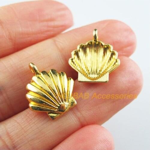 30 New Sea Animal Shells Charms Gold Color Pendants 14x16.5mm