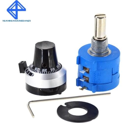 3590S-2-203L 3590S 20K ohm Precision Multiturn Potentiometer 10 Ring Adjustable Resistor + Turns Counting Dial Rotary Knob
