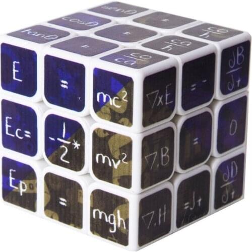 3x3x3 Mathematical Formula Creative Educational Speed Magic Cube Twist Puzzle Toy Student 56mm White IQ Game Brain Teaser 3x3