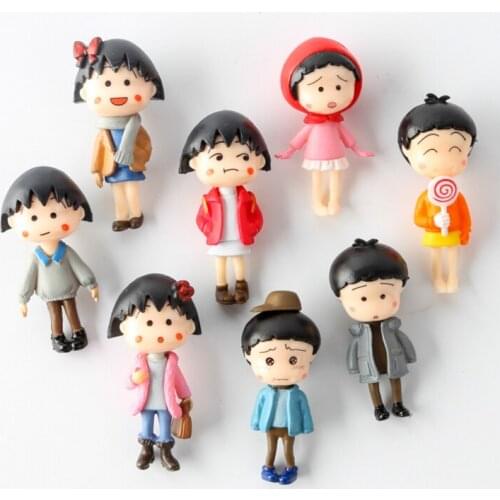 4.5cm 8pcs/lot Japan Anime Chibi Maruko Chan Souvenir Cartoon Miniature Figurines Action Figures Toys Kids Gifts