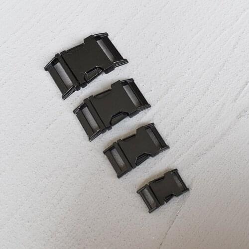 50 Pcs 15/20/25/30mm Metal Buckle Black Side Release Curved Belt Buckle for Bag DIY Paracord Buckles Bracelet Trinket Bracelet