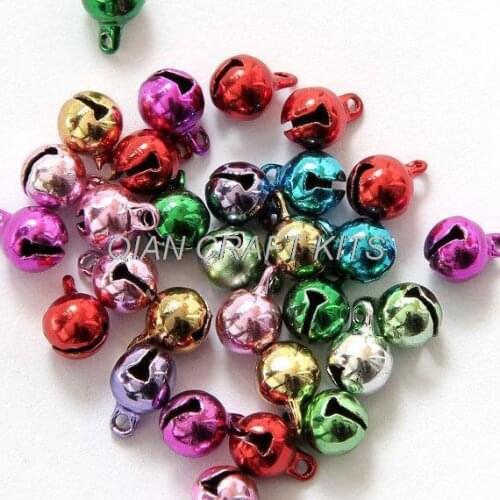 500Pcs Multiple Colors brass copper Metal Small Bell Pendant Beads Finding 8mm premium quality item