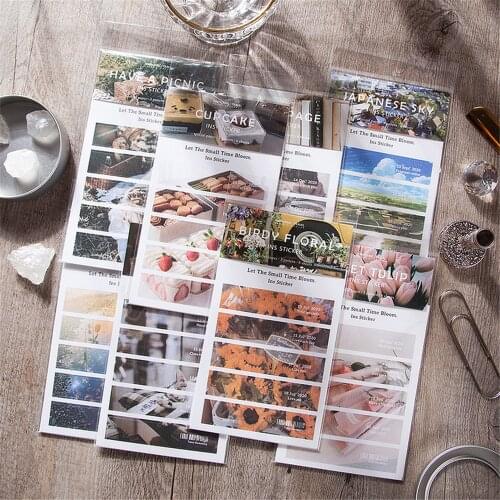 6Sheets/pack Let The Small Time Bloom Stickers DIY Scrapbooking Diary Notebook Sticker Flakes Envelope Sealing Labels Gifts Tags