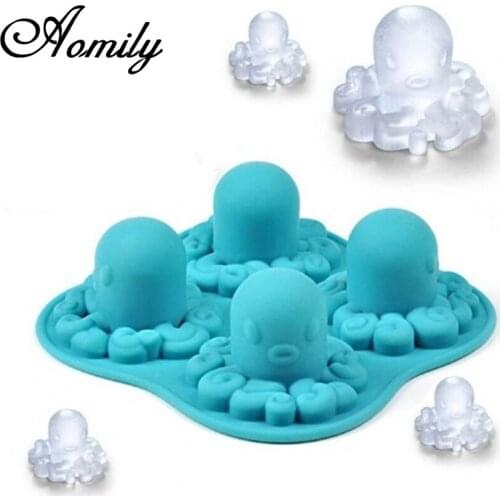 Aomily Summer Octopus Shape Silicone Ice Cube Bar Ice Mould Ice Box Mold Kitchen DIY Cake Molds Bakeware Cookies Chocolate Mould