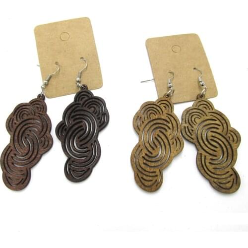 Free Shipping! 5pairs/lot Laser Cut Cloud Wood Earrings can mixed 2 colors