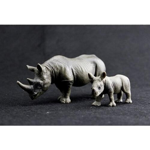Childrens Simulation Model Toy Safari World Africa Black Horned Black Rhinoceros Small Cub