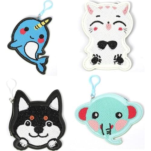 DIY Full Drill Diamond Painting Wallet Bag Cartoon Animal Pattern Coin Purse Keychain Pendants Stitch Embroidery Gift for Girls