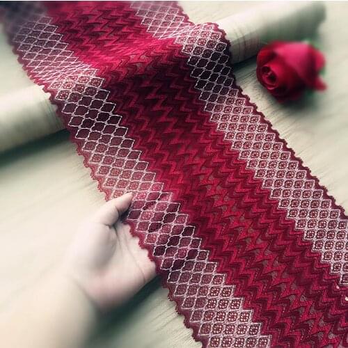 1 Meter Dark Red Elastic Lace Stretch 23CM Wide Lace Trim Lace Fabric Sewing Craft DIY Garment Accesories 23cm