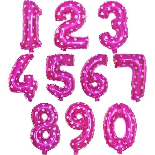 Heart Number Foil Balloons Digit air Ballons Birthday Wedding Decoration Letter balloon Event Party Supplies