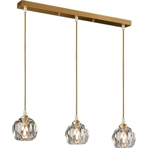 Postmodern crystal LED pendant lights living room Nordic restaurant lighting bar luxury fixture corridor Copper hanging lamps