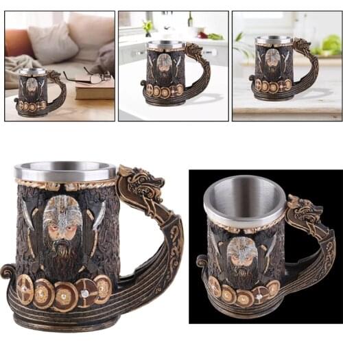 Creative Viking Pirate Beer Mug Unique Design Coffee Cup Stainless Steel Retro Simulation Personalized Classical Single Handle