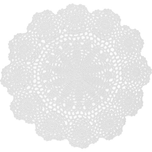 Round Shapes White Crochet Cotton Lace Doily Table Placemats Doilies Cup Mat