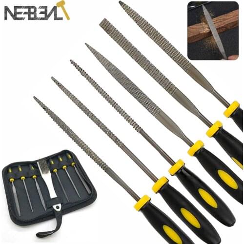 6pcs Hand Mini Metal Rasp Needle Files Set Wood Carving Tools for Steel Rasp Needle Filing Woodworking Hand File Tool