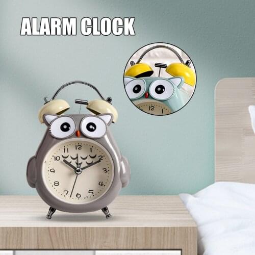 Cute Night Light Alarm Clock Owl Loud Bell Analog Alarm Clock Silent Non-Ticking For Children Room Sleep Trainer Lamp Clocks