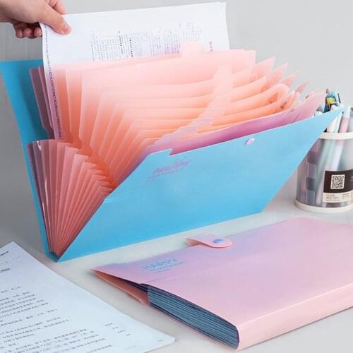 Fashion 12 Pocket Expanding File Organizer Accordion Folder Documents Holder Portable Business File Office Supplies