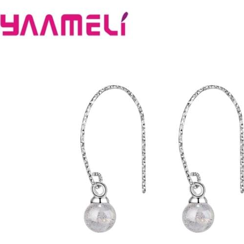 Trendy Fresh Design White Crystal Simplicity Handmade 925 Silver Wire Earring for Women Wedding Party Gift