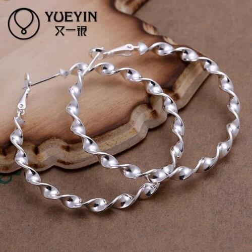 New fashion New Design silver plated jewelry Womens Hoop earrings Fashion brincos Earhook Trendy Wholesale Twisted