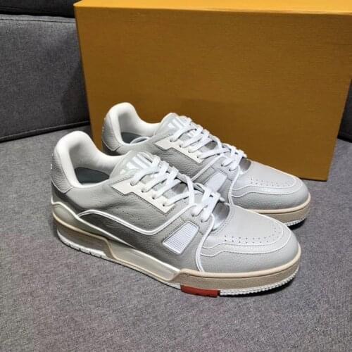 New Mens Casual Shoes Leather Lace-up Low-Top Flat Shoes Fashion All-match Sports Basketball Shoes