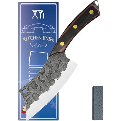 XYJ 6" Full Tang Tactical Knife Boning Stainless Steel Chef Small Cleaver With Whetstone For Outdoor Kitchen Hunting Survival
