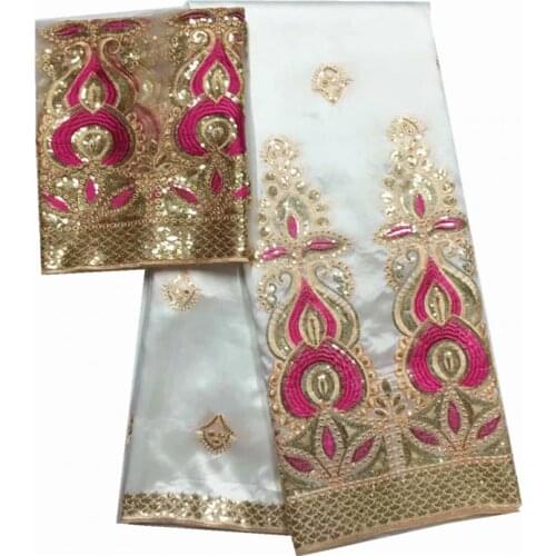 Wrapper George fabric High quality nigerian lace fabrics silk fabric white George Lace Fabric With Sequin tule lace
