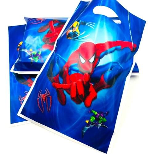 Spiderman Theme Party Supplies Gift Bag For kids Favor Party DecorationCookies Storage Bag Shopping Gift Bag 10pcs/set