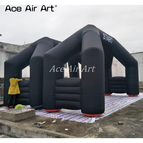 Full black 2 pcs popular 6 m wide inflatable Start and finish arch,Customized portable Archway with air blowers for sport racing