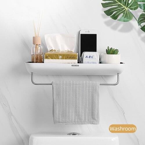2 Types Self Adhesive Bathroom Shelf Organizer Wall Mounted Shampoo Spices Shower Storage Rack Towel Holder Bathroom Shelf