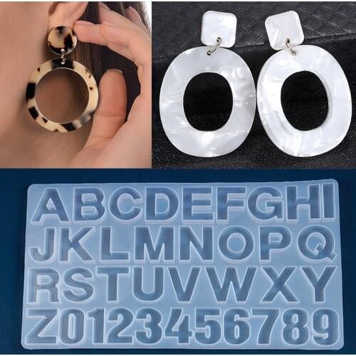 DIY Women Earrings Silicone Mold Alphabet Letter Number Decoration Craft Molds for Resin Pendant Creative Keychain Making Mould