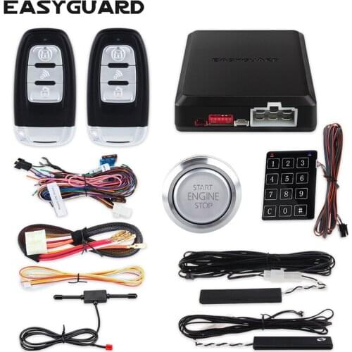 Easyguard auto lock unlock car security alarm system Rolling code remote engine start push button start touch password entry