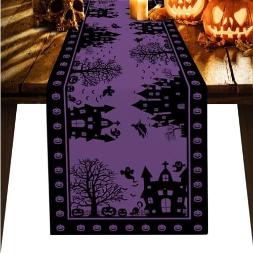 Halloween Castle Witch Table Runner Luxury Wedding Decoration Table Cover Christmas Decoration Tablecloth