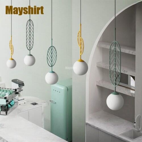 Modern Macaron Leaf Living Room Pendant Light Bedroom Kitchen Hanging Lamp Art Deco Coffee Store Dining Room Light Fixture