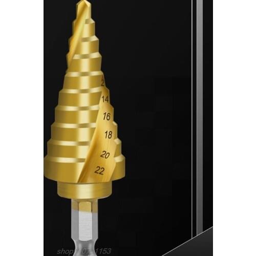 4-22mm Titanium Coated Spiral Slot 4241 Hexagon Shank Pagoda Drill Step Drill Bit High Speed Steel Reaming Drill A24 21 Dropship