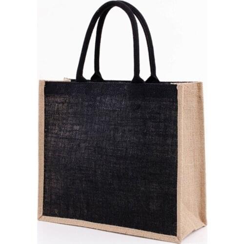 Burlap Bag with Laminated Interior and Soft Cotton Handle, Women Shopping Grocery Bags, Bridesmaid Gift Bag