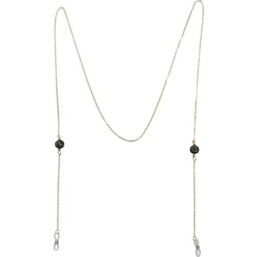 Unique White Black Rhinestone Ball Eyeglass Sunglasses Spectacles Chain Holder Glasses Necklace For Women Men Bijoux jewelry