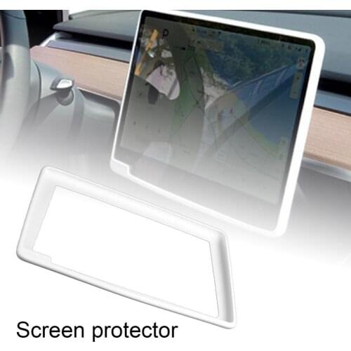Center Console Screen Protector Anti-collision Anti-knock Silicone Navigation Screen Frame Cover Car Supplies for Tesla Model3/Y