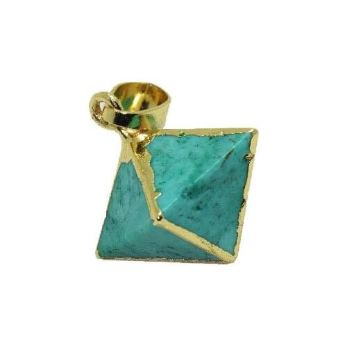 Green Natural stone statement Pendant crystal quartz healing gold bezel jewelry raw howlite pendant for men necklace