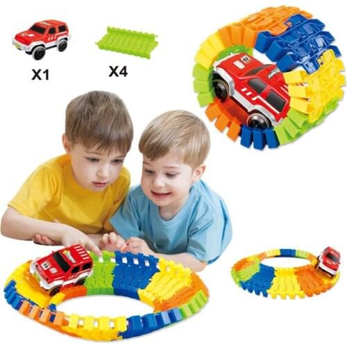 Railway Toy Car Model Track Racing With Led Electric Roller Coaster Set Toys For Children Diy Assembled Constructor Holiday Gift