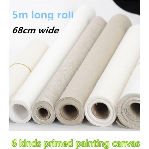 0.68m *5m roll Blank Stretched Artist Oil Painting Canvas Pure Cotton/Linen Canvas for Oil and Acrylic Painting