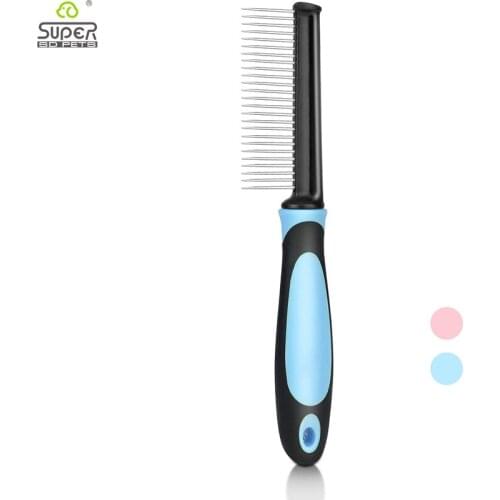 1PC Stainless Steel Comb for Dogs Safe Teeth Non-slip Comfortable Handle Pet Grooming Brush for Mats Tangles Loose Hair