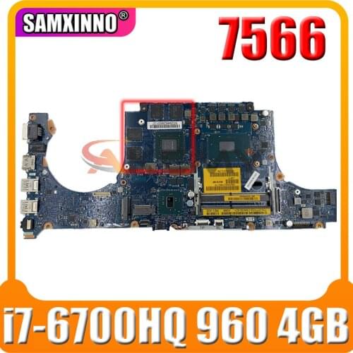 100% working for dell inspiron 7566 motherboard CN-077V33 077V33 BCV00 LA-D991P mainboard with i7-6700HQ 960 4GB inbuilt