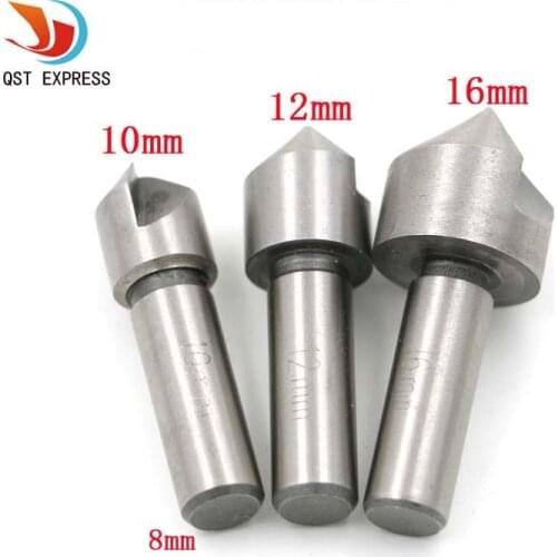 3pcs HSS 4241 Countersink Drill Bit 90 Degree Point Angle 10/12/16mm Chamfer Chamfering Countersinking Cutter 8mm Round Shank