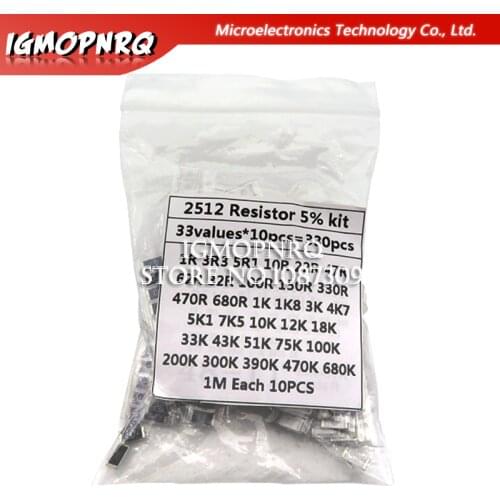 330PCS 1 ohm-1M ohm Electronic Resistors 5% 2512 SMD Resistor Assorted kit set 10R 47R 100R 10K 470K 680K smd resistor pack