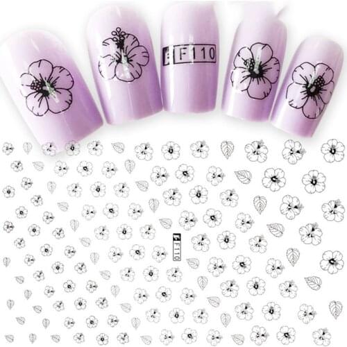 3D Stickers for Nails Hibiscus Flower Leaf Designs Nail Art Decorations Foil Decals Wraps Manicure Accessories Decoraciones