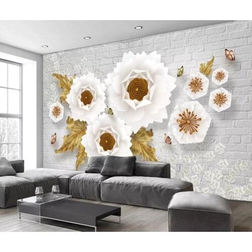 3D three-dimensional relief flower European retro jewelry background wall painting