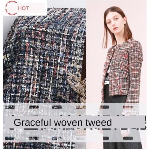 400gsm 2020 new sequined small fragrant wind fabric plaid tweed fabric autumn and winter woolen woven fabric 145*100cm