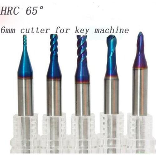 5pcs HRC65 6D*50L Carbide end milling cutter for key machine locksmith tools cutter drill bits