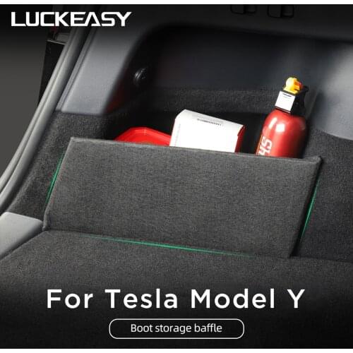 LUCKEASY Interior modification accessories for Tesla model Y Storage partition on the car left side of the back trunk