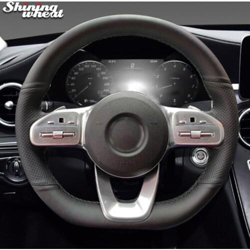 Shining wheat Genuine Leather Car Steering Wheel Cover for Mercedes-Benz A-Class W213 S-Class W222 W177 C-Class W205 E-Class