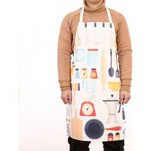 Plus Size Cooking Apron for kitchen Tools Vegetable Fruit Printing Men Women Chef Apron with Pockets Unisex Baking Pinafore