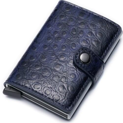 Aaby 2021 PU Leather Card Holder Single Aluminum Case For Card Shield RFID And NFC Signals Simple Business Wallet Unisex